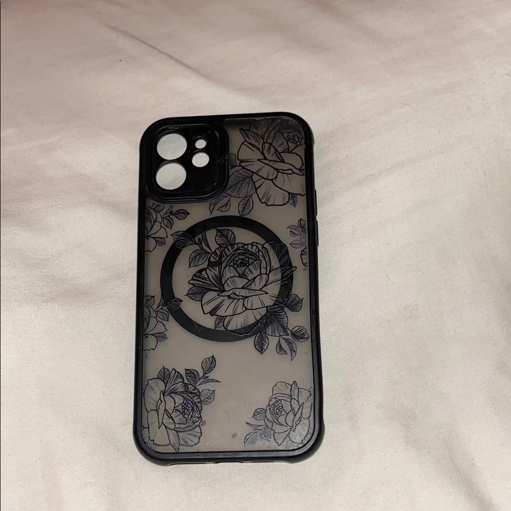 Floral Black Phone Case - Picture 1 of 6